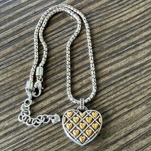 Brighton Retired Two-Tone Quilted Heart Necklace